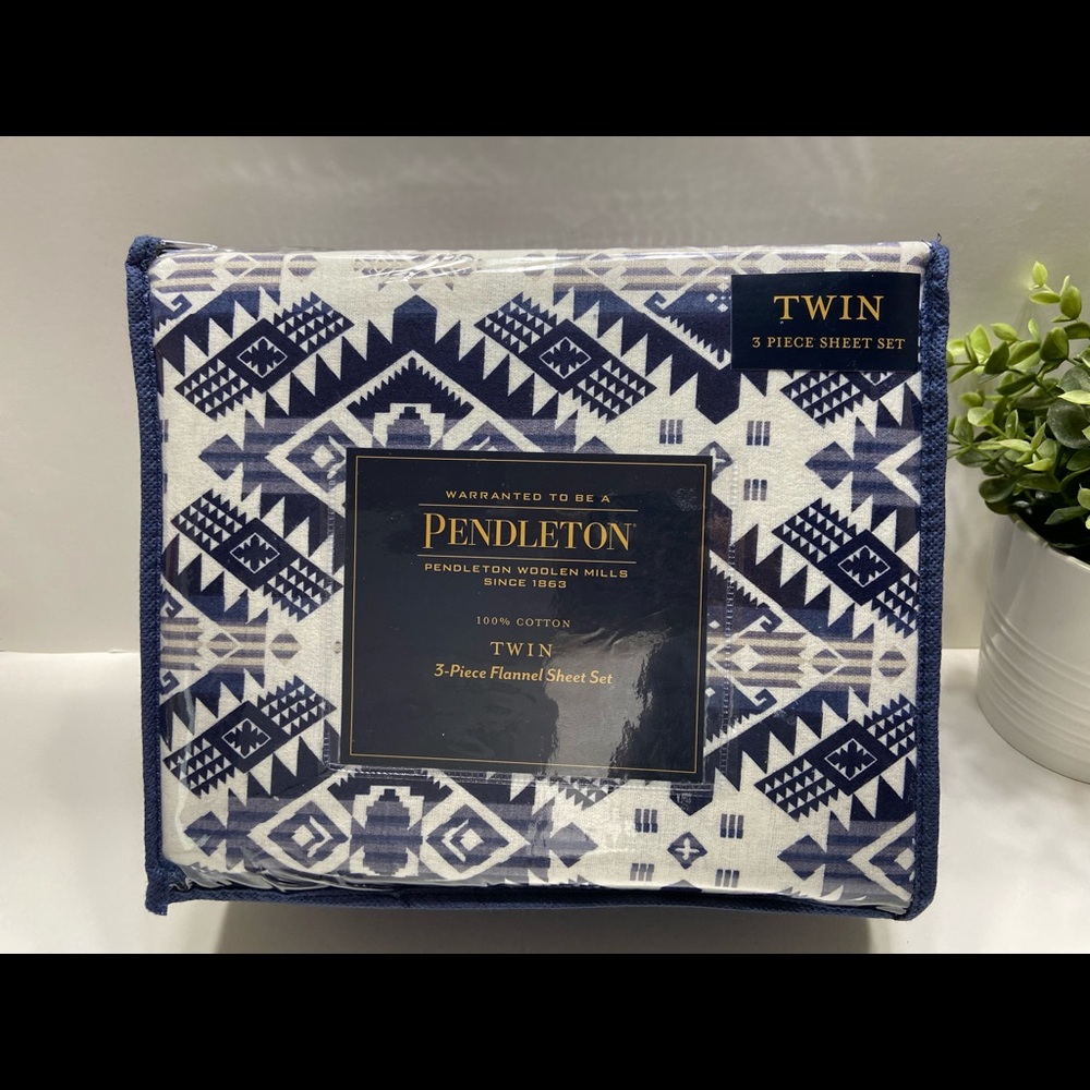 NEW Pendleton 3-Piece Flannel Sheet Set Twin Flat Sheet, Fitted Sheet,Pillowcase